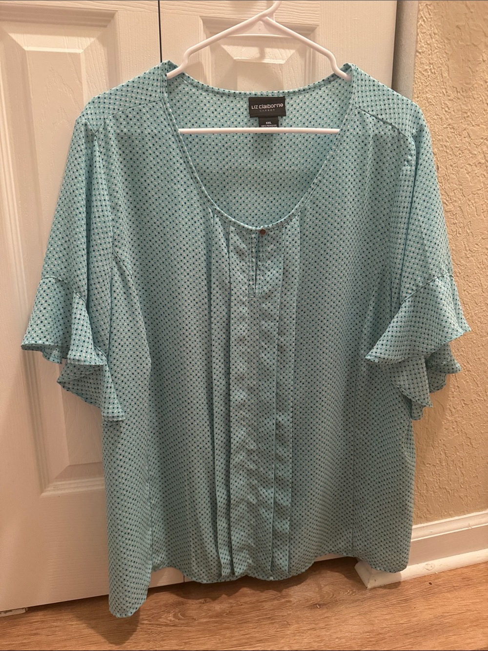 Liz Claiborne Seafoam Green Ruffle-Sleeve Blouse